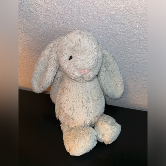 Jellycat Bashful Bunny Aqua Teal Blue Plush Rabbit Toy Lovey 12” - Picture 1 of 5